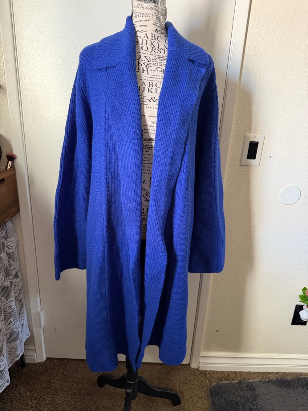 Ann Taylor Long Open-Front Cardigan in Royal Blue